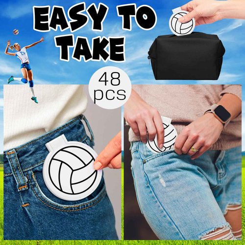 Weysat 48 Pcs Volleyball Compact Mirror Gifts for Team Bulk, Round Makeup Pocket Mirror Bulk for Volleyball Team Girl Accessories Party Supplies, Small Mirrors for Purse Travel Sports Events