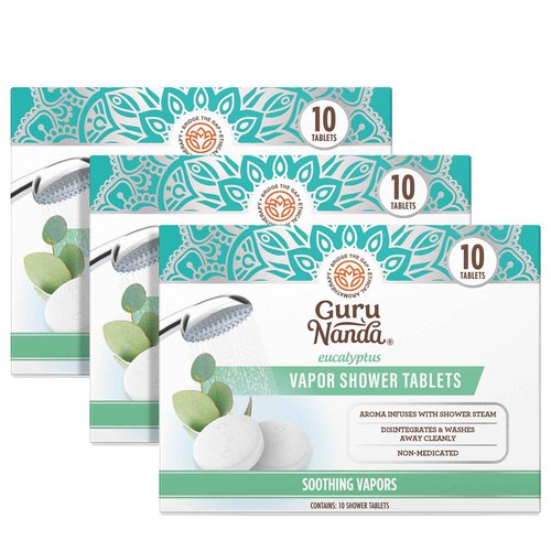 GuruNanda Eucalyptus Vapor Shower Tablets, Clean-Dissolving Aromatherapy Shower Steamers with Eucalyptus & Menthol, Promotes Relaxation, Ideal for Gifting, 30 Count