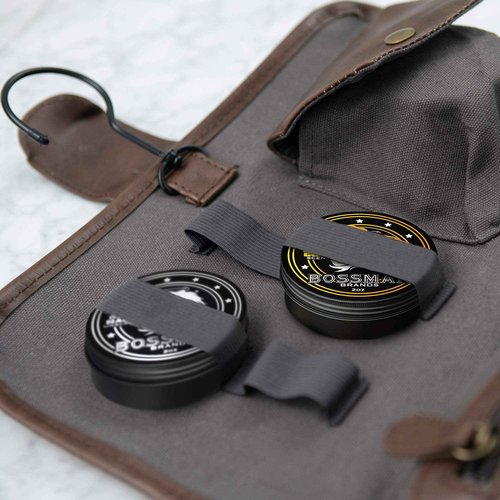 Bossman PU Leather Toiletry Bag for Men - Water Resistant Toiletry Kit Mens Hanging Travel Organizer - Hand Crafted Portable Traveling Accessories
