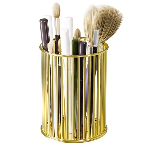 Heshuoer Makeup Holder - Makeup Brush Organizer, Cosmetic Brushes Storage Holder for Dressing Table, Gold.