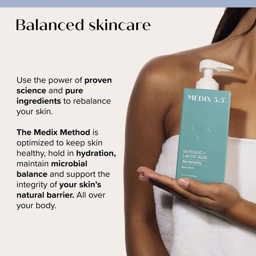 Medix 5.5 Collagen Firming Body Treatment Cream + Glycolic Acid Exfoliating Body Wash Set