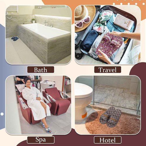 Mepase 8 Pairs Cotton House Indoor Slippers for Guests Washable Home Open Toe Slippers for Women Men