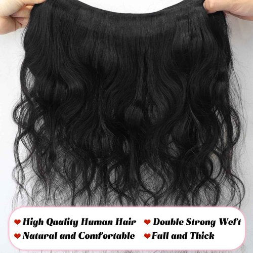KAITHLYPO 12A Body Wave Bundles Human Hair 16 Inch 100% Unprocessed Brazilian Virgin Quick Weave Human Hair Extensions Real Human Hair for Women