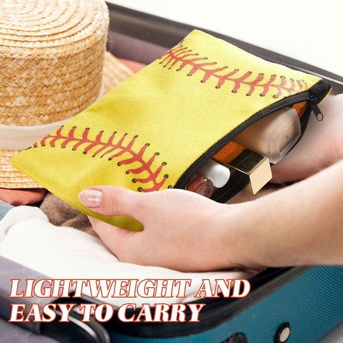 24 Pcs Softball Gifts: Makeup Bag, Cosmetic Bag, Portable Travel Softball Bags for Girls Team Player with Zipper Storage