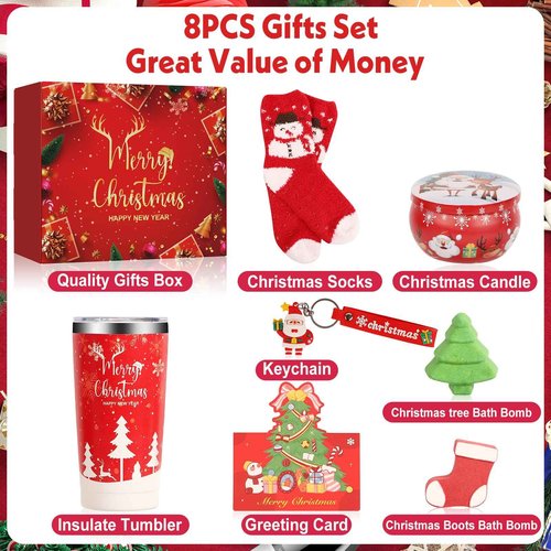 Birthday Gift for Women, Spa Basket Sets, Get Well Gifts, Self Care Gifts for Best Friends Sister Mom (Red)