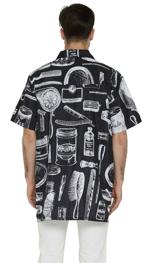 Premium Men’s Barber Bundle: Salon-quality Black Stylist Vest and Vintage Print Grooming Jacket