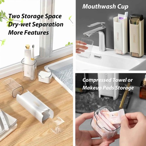 YKuzLx Toothbrush Travel Case, Travel Toothbrush Holder with Toothbrush Head Cover Cap for Travel, Business Trip, School, Camping, Home - White