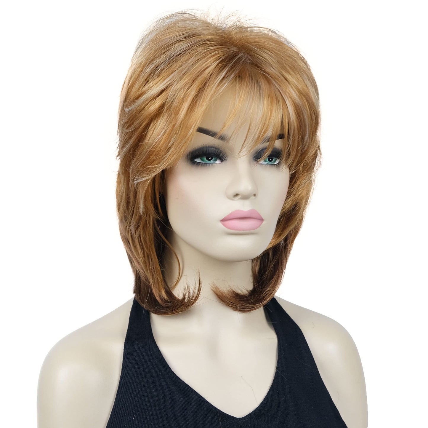 Lydell 16" Long Straight Wigs Soft Shaggy Layered Wigs Classic Cap Full Synthetic Hairpieces (AB005)