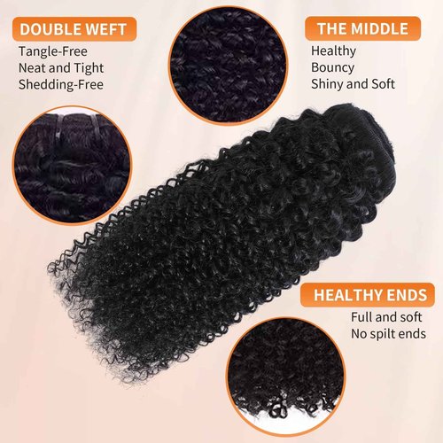 Kinky Curly Clip ins Human Hair 3C 4A Curly Clip in Hair Extensions for Black Women 8Pcs with 20Clips 120g/set 10A Brazilian 18 Inch Human Hair Natural Black