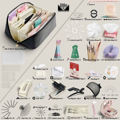 Wedding Emergency Kit | 300+ Piece Bridal Emergency Kit for Wedding Day, 33 Tool Types & Cosmetic Bag