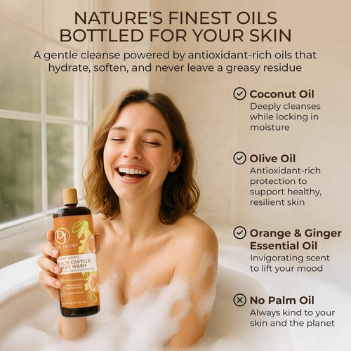 Dr. Jacobs Naturals Pure Castile Soap Liquid Body Wash, Orange & Ginger - All Natural Soap Infused with Vitamin E & Aloe Vera to Moisturize Dry and Sensitive Skin - Made in the USA - 32 oz, Pack of 1