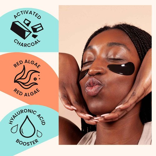 BLAQ Award Winning Eye Patches for under eye Dark Circles, Wrinkles and Puffiness. Hydrating and Cooling with detoxifying Charcoal, Dermatologically Tested, Vegan, Hyaluronic Acid, 5-Pairs