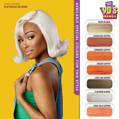 Sensationnel Butta Lace 90Sbangs Wigs - Unit 907 Glueless Wide Deep Part Synthetic Preplucked Hairline (BEIGEBLONDE)