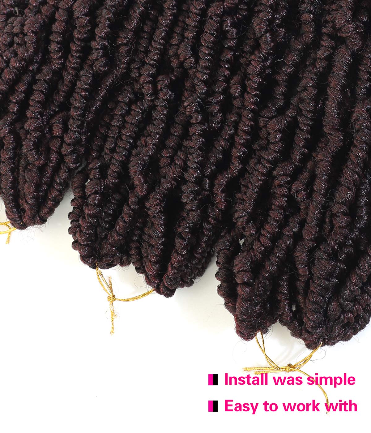 Bomb Twist Crochet Hair 14 Inch Spring Twist Hair Passion Twist Hair 6 Packs Spring Twist Pre-looped Mini Twist Fluffy Twist Braiding Synthetic Hair Extension (T1B/99J)