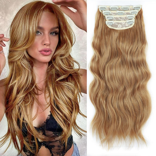 Clip in Hair Extensions for Women 20 Inch Copper Red Hair Extension Long Wavy Hair Extension Thick Hairpieces Clip in Hair Extensions Long Hair Extension (20INCH, 30/44B)