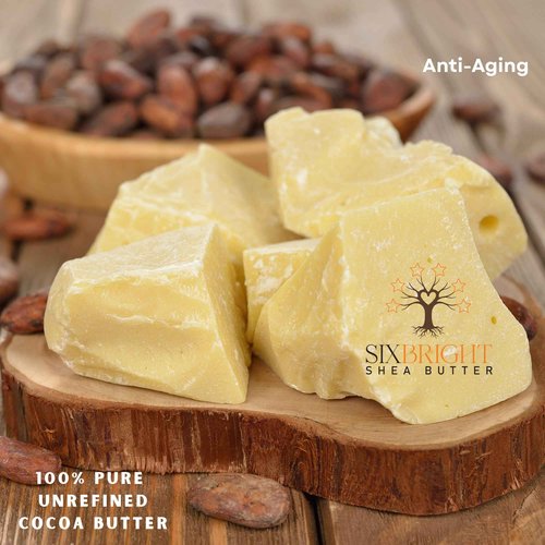 Sixbright Unrefined Cocoa Butter –16 oz | 100% Pure, Food Grade- Natural Moisturizer for Dry Skin, Fades Stretch Marks & Scars ,For Skin, Hair, DIYs. Chocolate Aroma