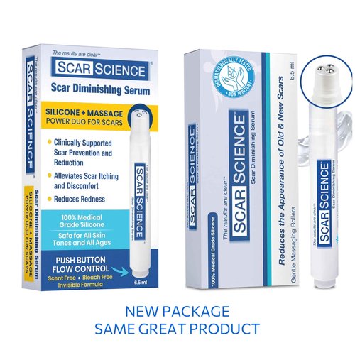 100% Silicone Scar Gel Cream Serum – Silicone + Massage Power Duo Scar Therapy w/Tri-Roller Tip for Surgical, C-Section, Acne, Burn & Keloid Bump Scars – Hypoallergenic & Fragrance Free