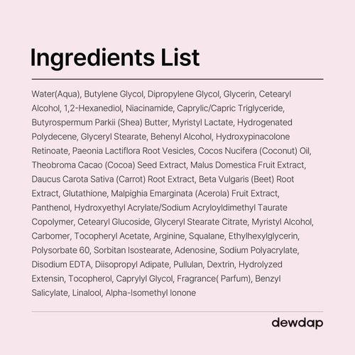 DEWDAP Dewtox Glow Skin Cream, Firming & Hydrating Face Moisturizer with Retinol & Niacinamide, Fine Line Care, Korean Skincare (1.69 Fl Oz / 50ml)