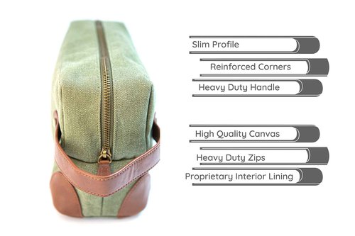 Vetelli Vintage Canvas Toiletry Bags, Travel In Style, Waterproof Canvas Dopp Kits, Durable (Marco) (Green)