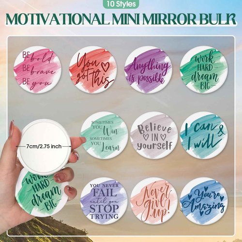 Vercraft 20 Pcs Employee Appreciation Gifts Inspirational Canvas Makeup Bags Compact Mirror Bulk Cosmetic Bags Portable Mirror Thank You Gifts for Women Christmas Nurse Practitioner (Motivation)