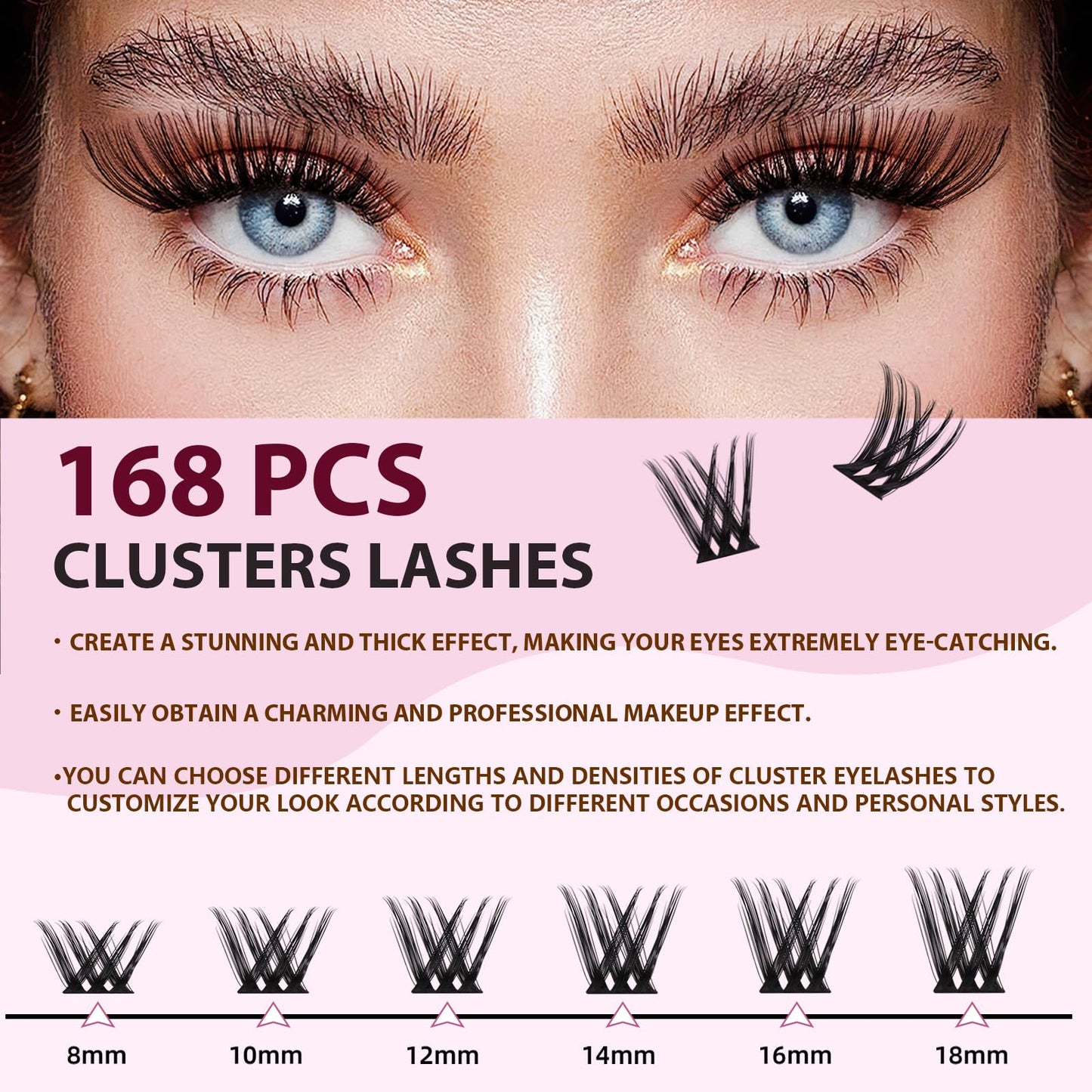 Uilulu Lash Clusters kit 8-18mm DIY Eyelash Extension Kit 168 Natural Lash Clusters 0.07D D Curl Wispy Individual Eyelash Clusters False Lashes Eye Lash Extension Lash Kits Extensions Kit