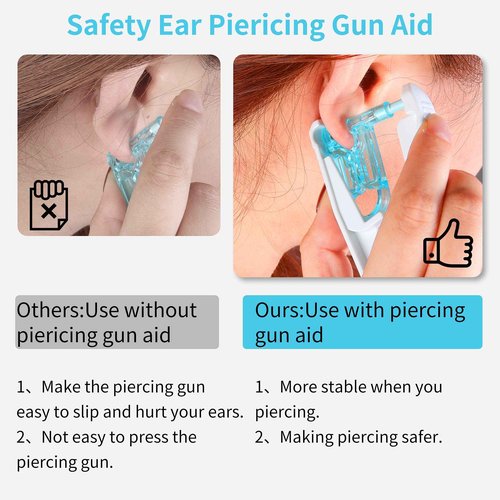 Tirdkid 50PCS Ear Pericings Gun Kit Disposable Safety Sterile Self Ear Pericings Kit with Ear Studs and 1Pcs Piercing Gun Aid Pierce Kit Tool