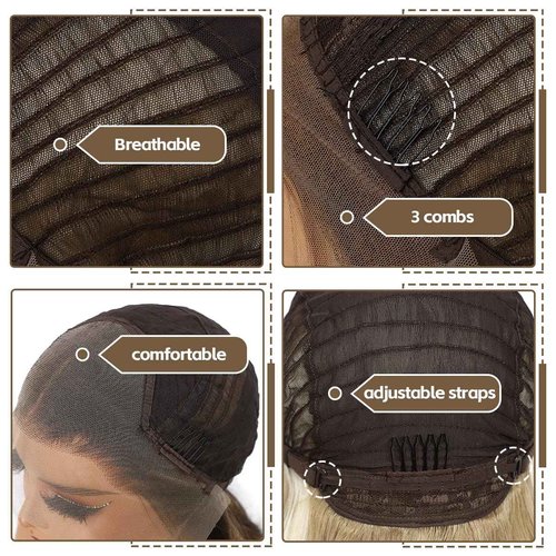 BABEHERS Blonde Lace Front Wig for Women 13x4 Body Wave Synthetic Wig Omber Pre-plucked Long Wavy 150% Density Natural Heat Resistant Hair Daily Use 26 Inch