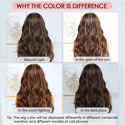 Ruiieea Highlight Synthetic Lace Front Wig 13x4 Lace Front Wig Honey Blonde Glueless Synthetic Body wave Lace Frontal Wig for Women 26 Inch