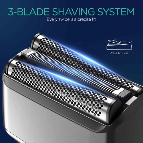 VOYOR Foil Shaver Electric Razor for Men 3 in 1 Shavers for Men with Double Foil Wet & Dry Face Shaver Lightweight Handheld Smooth Shave IPX6 Washable USB-C Rechargeable Travel Razor TX310 (Gray)