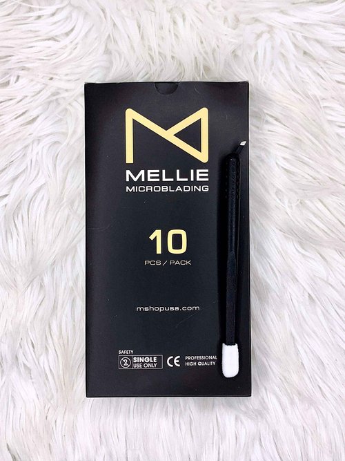 PACK OF 10 - Mellie Microblading Disposable Microblading Pen with Pigment Sponge Disposable Tool For Creating Eyebrows Microblading Supplies (Black, C14 .15mm Nano)