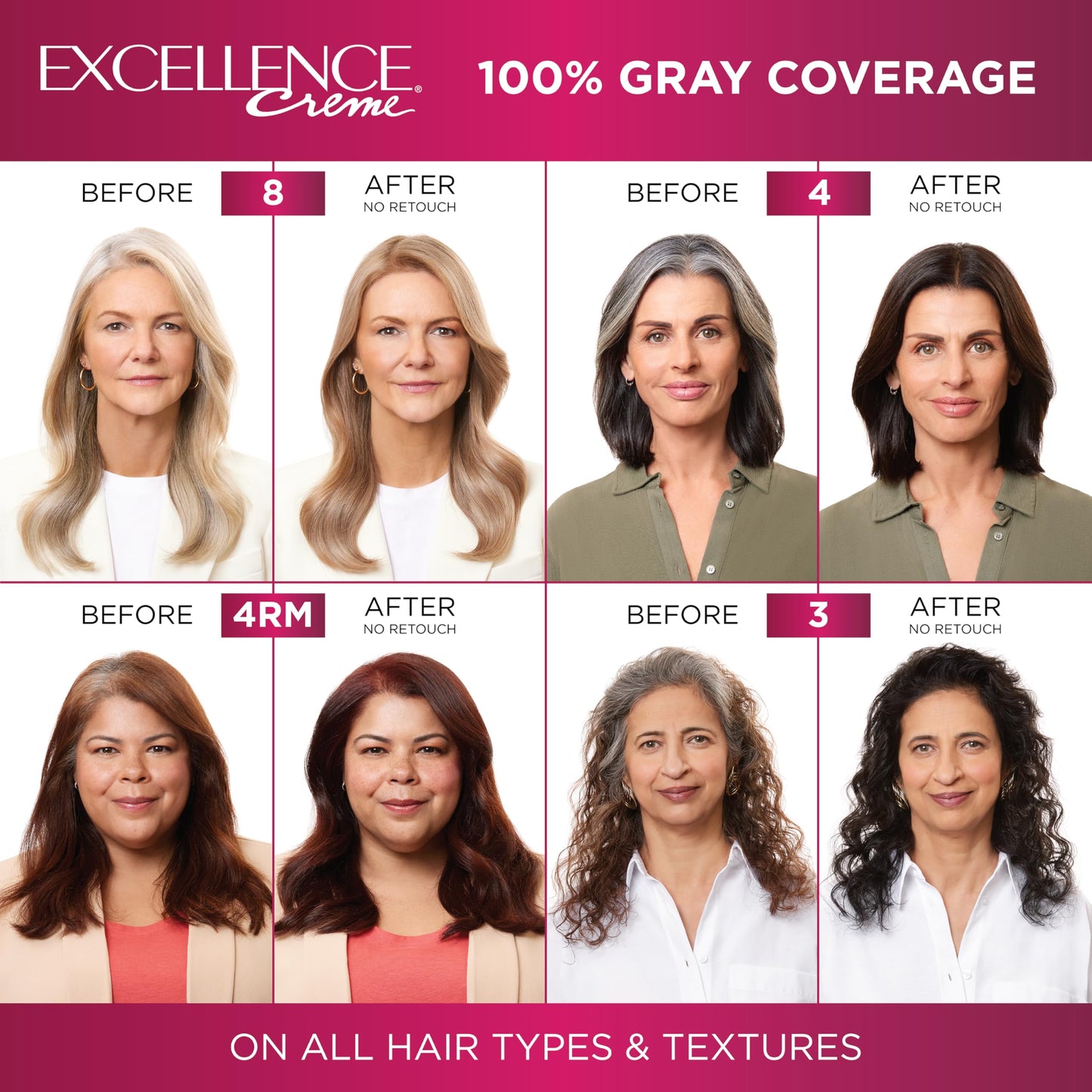 L'Oreal Paris Excellence Creme Permanent Hair Color, 3 Natural Black, 100 percent Gray Coverage Hair Dye, Pack of 2