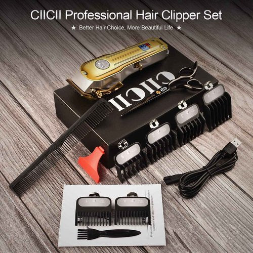 CIICII Hair Cutting Kit with Hair Clippers Set & Hair Cutting Scissors Shears Kit for Home Salon DIY Hairdressing