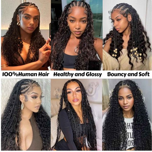 Human Braiding Hair for Boho Braids Deep Wave Bulk Human Hair 120g 14 Inch 12A Knotless Boho Braiding Curly 100% Virgin No Weft Extensions Bohemian Braids 3 Bundles/Pack Natural Color