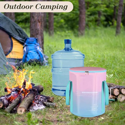 EWCEFIC 33L Folding Bucket Foot Bath, Multi-Function Portable Foot Tub Bag with Handle, Travel Outdoor Camping Portable Foot Bubbles Fishing (Teal)