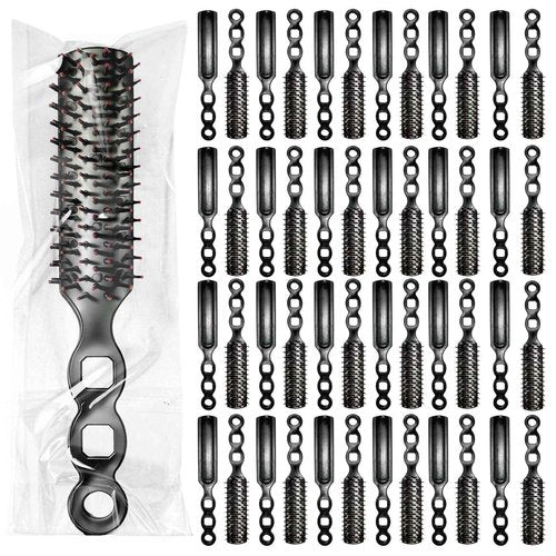 Bulk Hair Brushes 100 PCS Individually Wrapped Hair Brush Bulk, Disposable Hair Brushes Homeless Supplies Bulk Suitable for Charity Donation,Hotel,Shelter,Home(Black)
