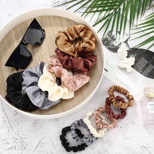 96 Pieces Satin Scrunchies Hair Tie Bulk Silk Elastic Ponytail Holders Ropes Comfortable Hair Bands Accessories for Girls Women Teens Birthday Gift(Colorful) (Pack of 2)