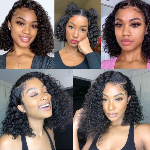 JTdebade Curly Wave Human Hair bundles 10+12 Inch 12A Grade Brazilian 100% Virgin Hair Weave Bundles Human Hair for Black Women (10'' 10'' 12'' 12'')