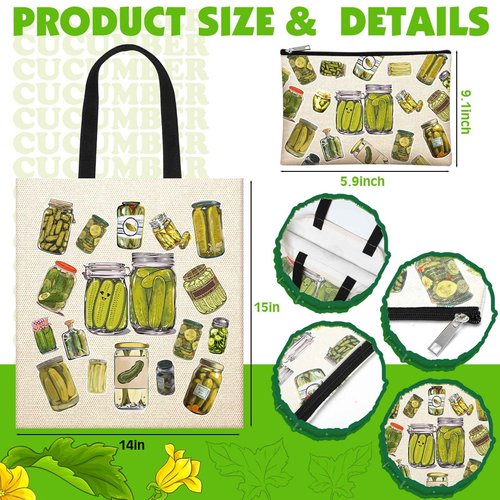 Soaoo 4 Pcs Christmas Funny Pickle Gifts for Pickle Lovers Women with Blanket, Tote Bag, Socks, Zipper Makeup Bag Funny Jar Gifts for Prizes Birthday Christmas Party Favor with Present Box