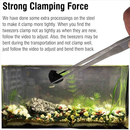 Dxobay 2Pcs 18.9 inch Extra Long Tweezers for Salt & Fresh Water, Heavy Duty Reptile Feeding Tongs for Aquarium & Terrarium, Large Metal Snake Feeding Tongs, SUS 304 Stainless Steel Tweezers