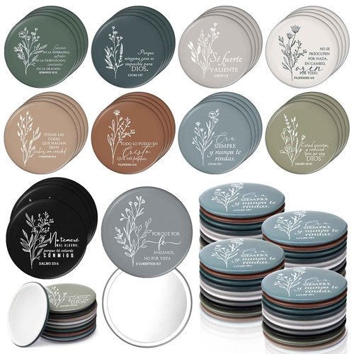 GlikCeil 80 Pcs Christian Compact Mirrors for Women Inspirational Bible Verse Scripture Pocket Mirrors Bulk Mini Purse Makeup Mirror for Grandma Pastor's Wife Christmas Church Party Favor