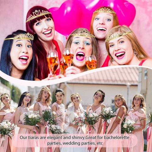 Yuefunny 24 Pcs Crystal Tiara Headbands for Women Princess Headband Crown with Combs Tiaras and Crowns for Pageant Bridal Wedding Prom Party Gifts(Stylish,Gold)