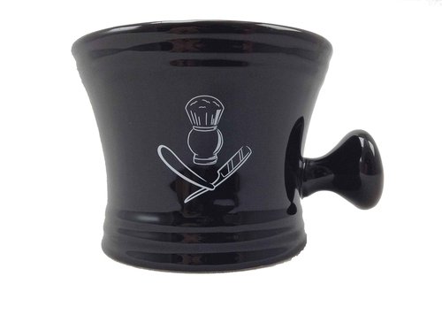 Apothecary Shaving Mug, Black-Perfect Shave Bowl with Handle