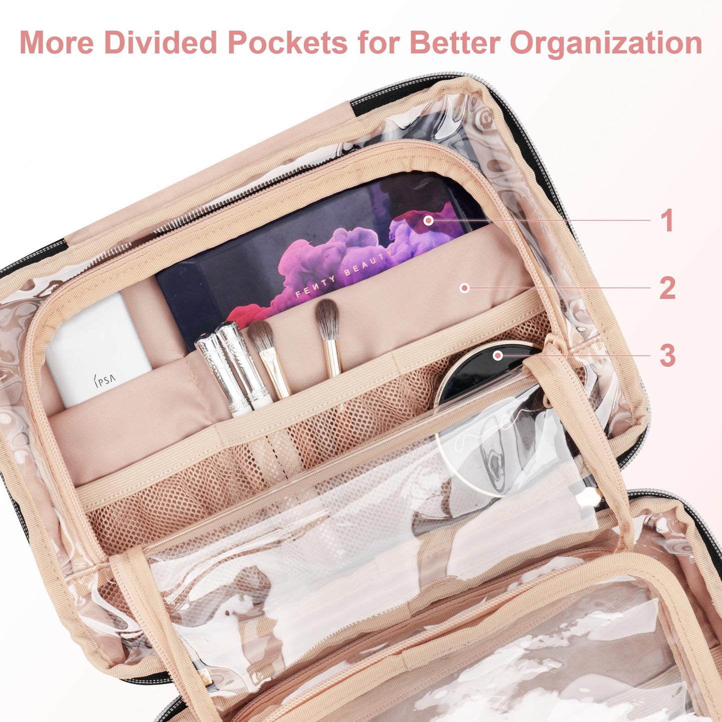 Everfun Hanging Travel Toiletry Bag for Women Traveling With Leakproof Compartment Makeup Cosmetic Organizer Dopp Kit Travel Accessories Essentials Must Have