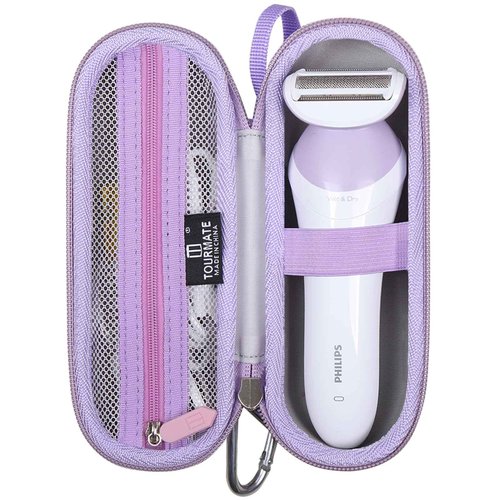 Tourmate Hard Storage Case for Philips Beauty Shaver,Travel Case for Lady Electric Shaver Series 6000 (Only Case) (PU, White + Purple)