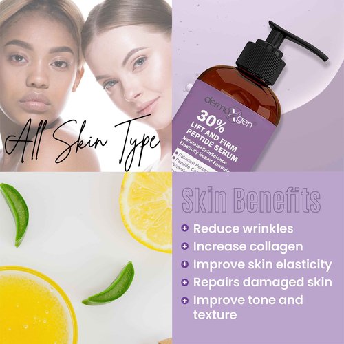Dermaxgen Lift & Firm 30% Peptide Serum for Face – Anti-Aging Serum with Vitamin C, E, Matrixyl 3000, Aloe Vera & Hyaluronic Acid – Multi-Peptide Formula to Lift, Firm & Rejuvenate Skin (8 fl oz)
