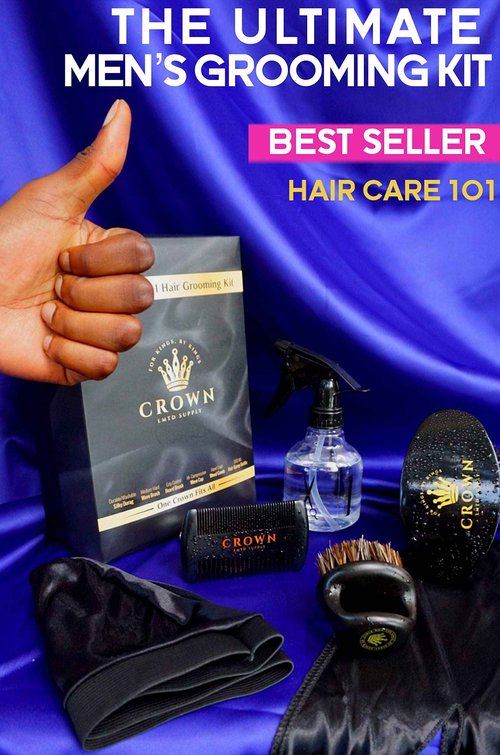 11-in-1 Deluxe Wave Hair Care Set - 3 Durags, Wave Brush, Bristle Beard Brush, Wave Comb, Spray Bottle, 2 Stocking Caps, Mirror for Men