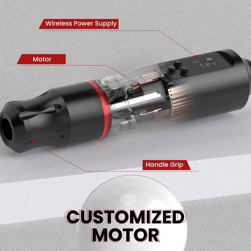 Tattoo Gun Kit, Wormhole Tattoo Kit Wireless Tattoo Machine Kit with 1,600 mAh Capacity Wireless Power Supply Digital LED Display Tattoo Pen Kit WTK279