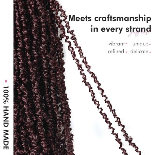 Toyotress Yanky Twist Crochet Hair - 8 Inch 8 Packs (30 Strands/Pcs) Fluffy Spring Mini Twist Passion Twist, Wine Red Pre-Looped Crochet Braids Braiding Hair (8 Inch, 99J-8P)