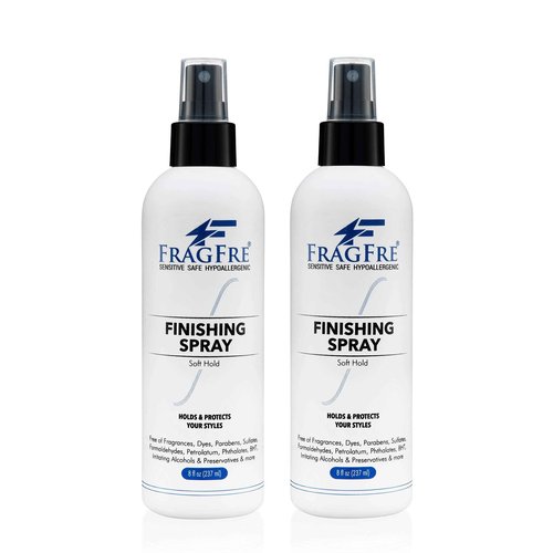 FRAGFRE Hair Finishing Spray 8 oz (2-Pack Gift Set) - Fragrance Free Hypoallergenic Paraben Free - Hair Spray for Sensitive Skin - Flexible Soft Hold - Quick-Dry Denatured Alcohol - Vegan