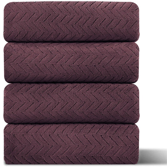 4 Pack Large Bath Towels Set 35"x70" Burgundy Oversized Bath Sheet Chair Towels, 600 GSM Ultra Soft & Absorbent Towels for Bathroom, Quick Dry Towel for Gym Hotel Camp Pool